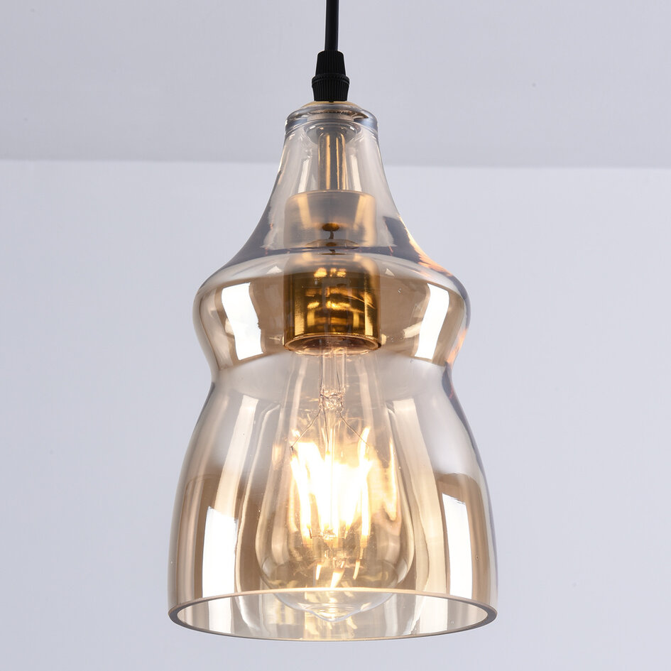 Lampe suspendue à 1 lumière Trinidad avec verre ambré - variante 2