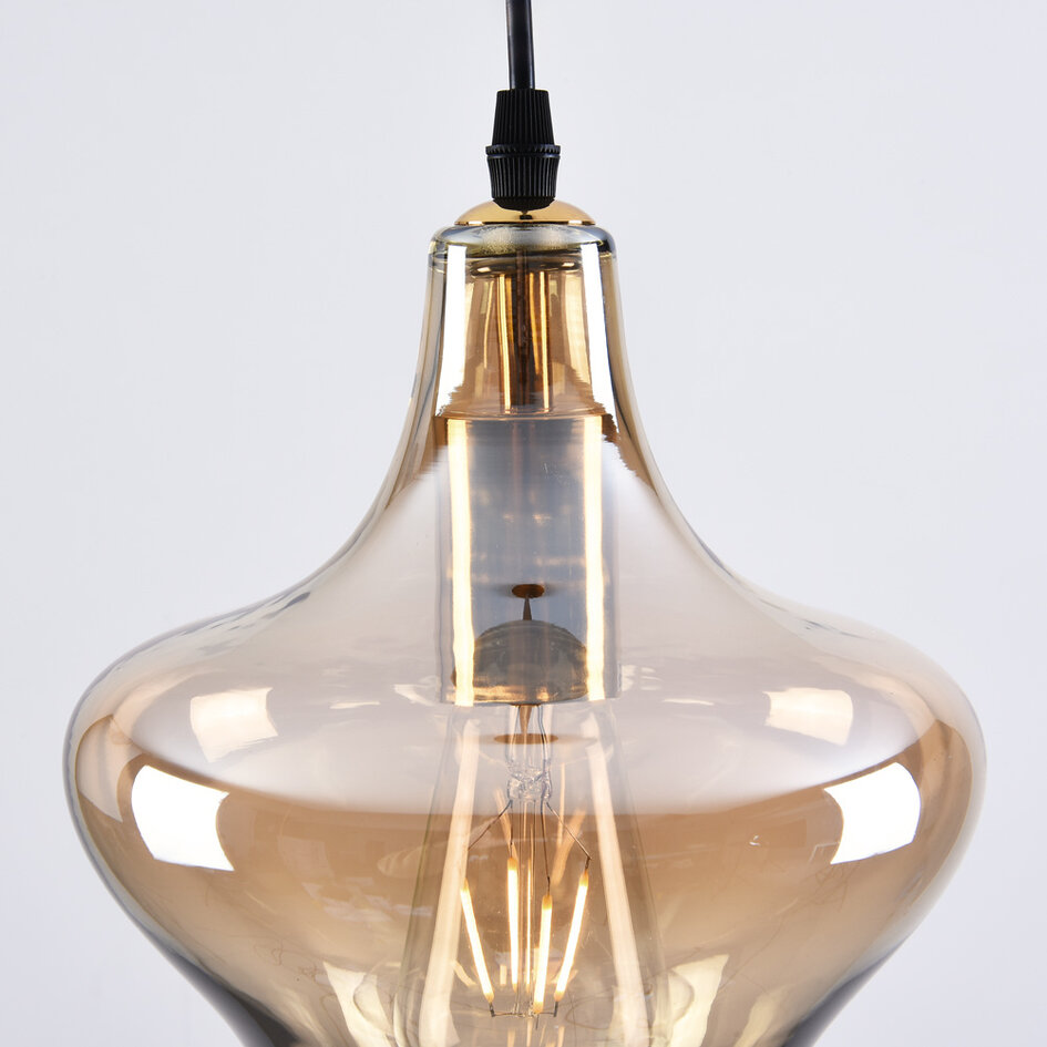 Lampe suspendue à 1 lumière Trinidad avec verre ambré - variante 3