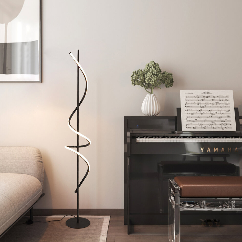 Lampadaire noir moderne en spirale - Caiden