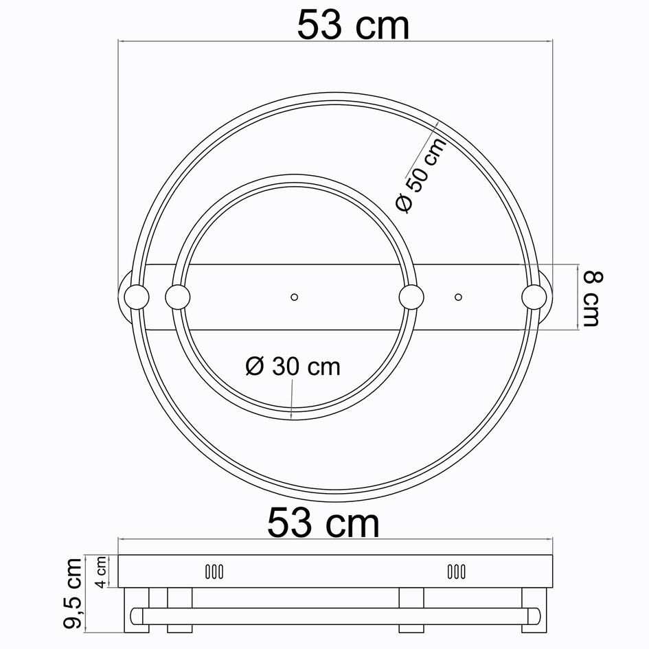 Plafonnier rond Mentha 2 lumières à température de couleur réglable