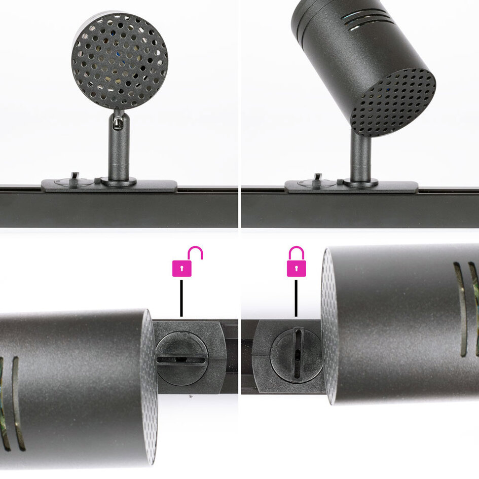 Kit rail monophasé de 1,5 mètre et spots Jamie, noir