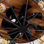 Ventilateur de plafond industriel noir et fond effet bois - Fistik