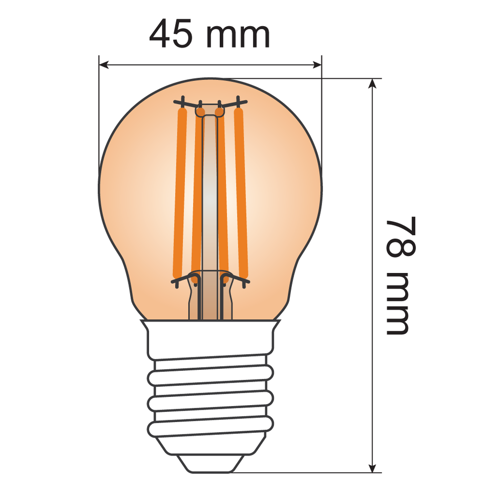 Kit guirlande guinguette, ampoules 2,5W/4,5W Ø45 mm verre ambré, dimmables