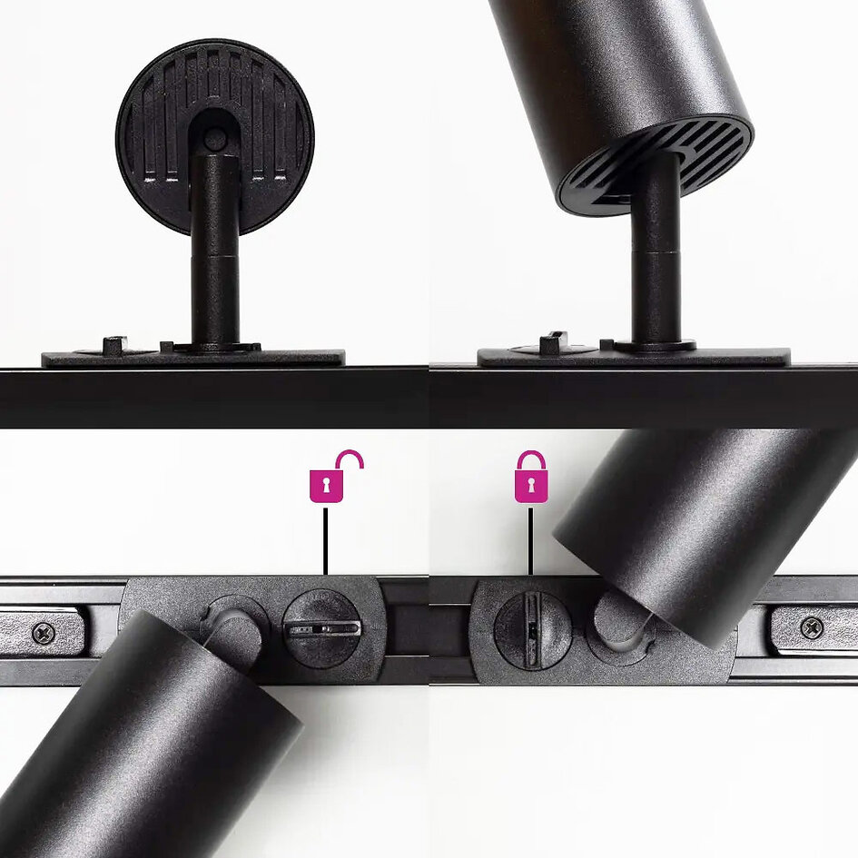 Kit rail monophasé de 3 mètres et spots Jill, noir