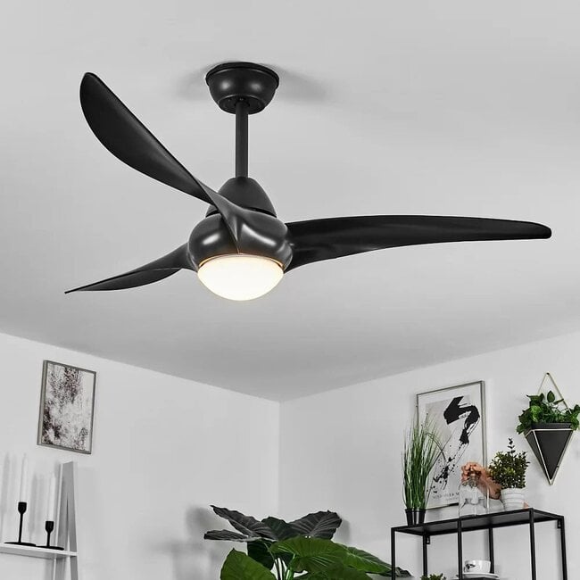 Ventilateur de plafond noir avec LED et lumière réglable - Wieke