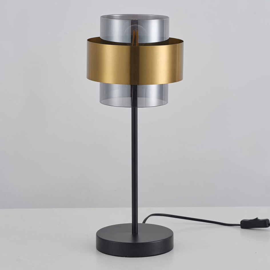 Lampe à poser Lor en verre fumé - bronze