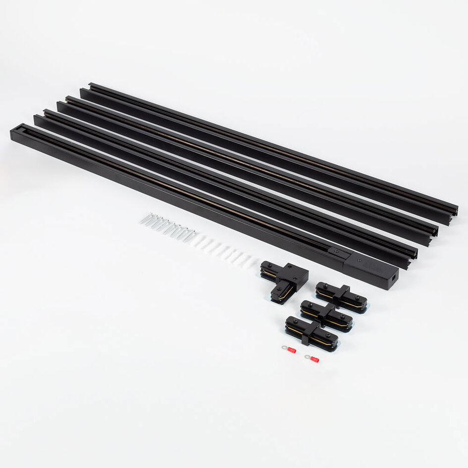 Kit rail monophasé de 3 mètres et spots Claire, noir