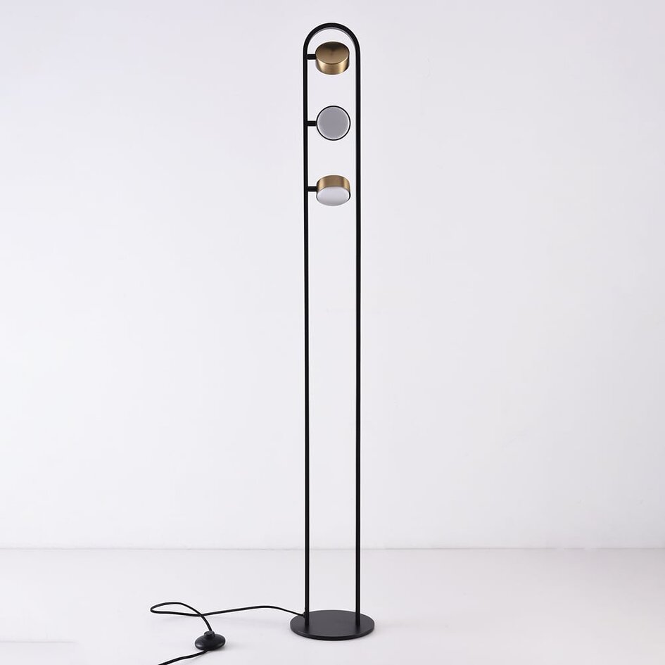 Lampadaire Terzo à 3 spots orientables noir et doré