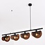 Suspension Morandi 4 lumières - noir avec abat-jour fumé semi-ouverts