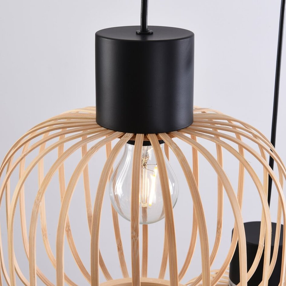 Lampe suspendue en bambou, 3 lumières - Michi