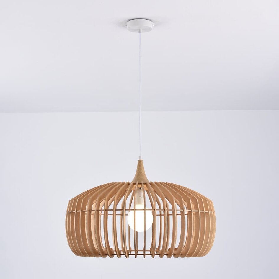 Suspension moderne en bois Itami - abat-jour à barreaux