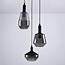 Suspension à 3 lumières Mala - verre fumé et noir