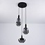 Suspension à 3 lumières Mala - verre fumé et noir