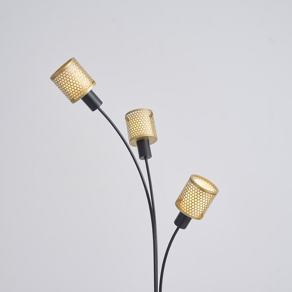 Lampadaire minimaliste, 3 lumières - Guld