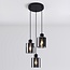 Suspension Pella 3 lumières en verre fumé - noir
