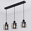 Suspension noire 3 lumières en verre fumé - Palaio