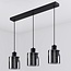 Suspension Palaio 3 lumières en verre fumé - noir