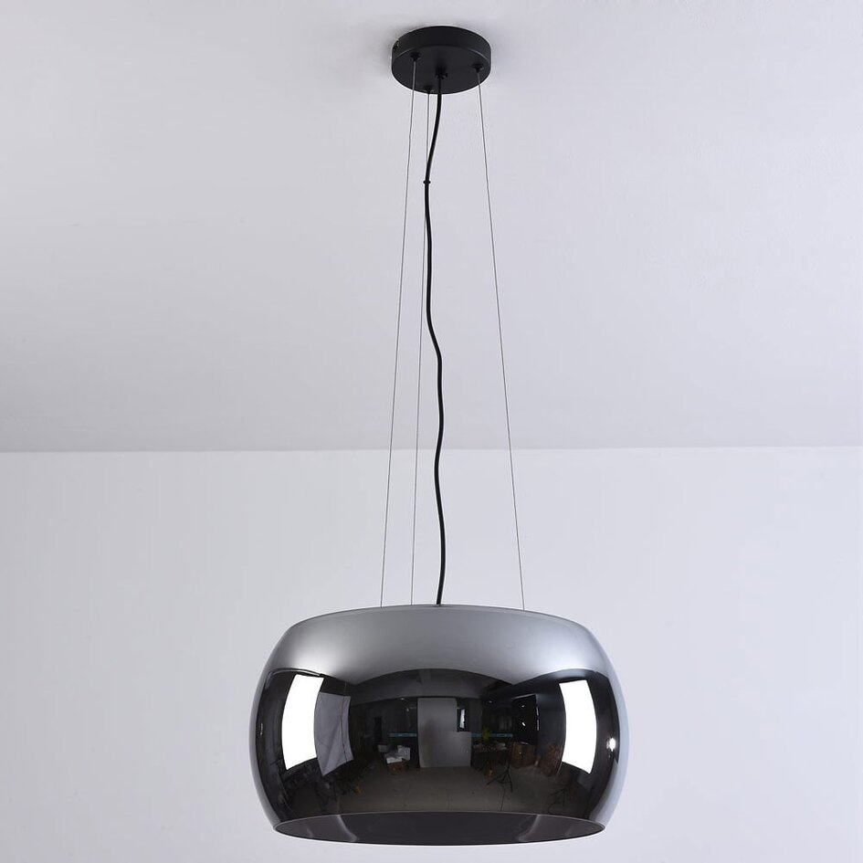 Suspension Serres 3 lumières en verre fumé - noir