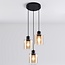 Suspension Pella 3 lumières en verre ambré - noir
