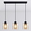 Suspension Palaio 3 lumières en verre ambré - noir
