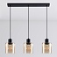Suspension Palaio 3 lumières en verre ambré - noir