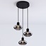 Suspension moderne Vida 3 lumières en verre fumé - noir