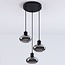Suspension moderne Vida 3 lumières en verre fumé - noir