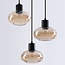 Suspension moderne Vida 3 lumières en verre ambré - noir