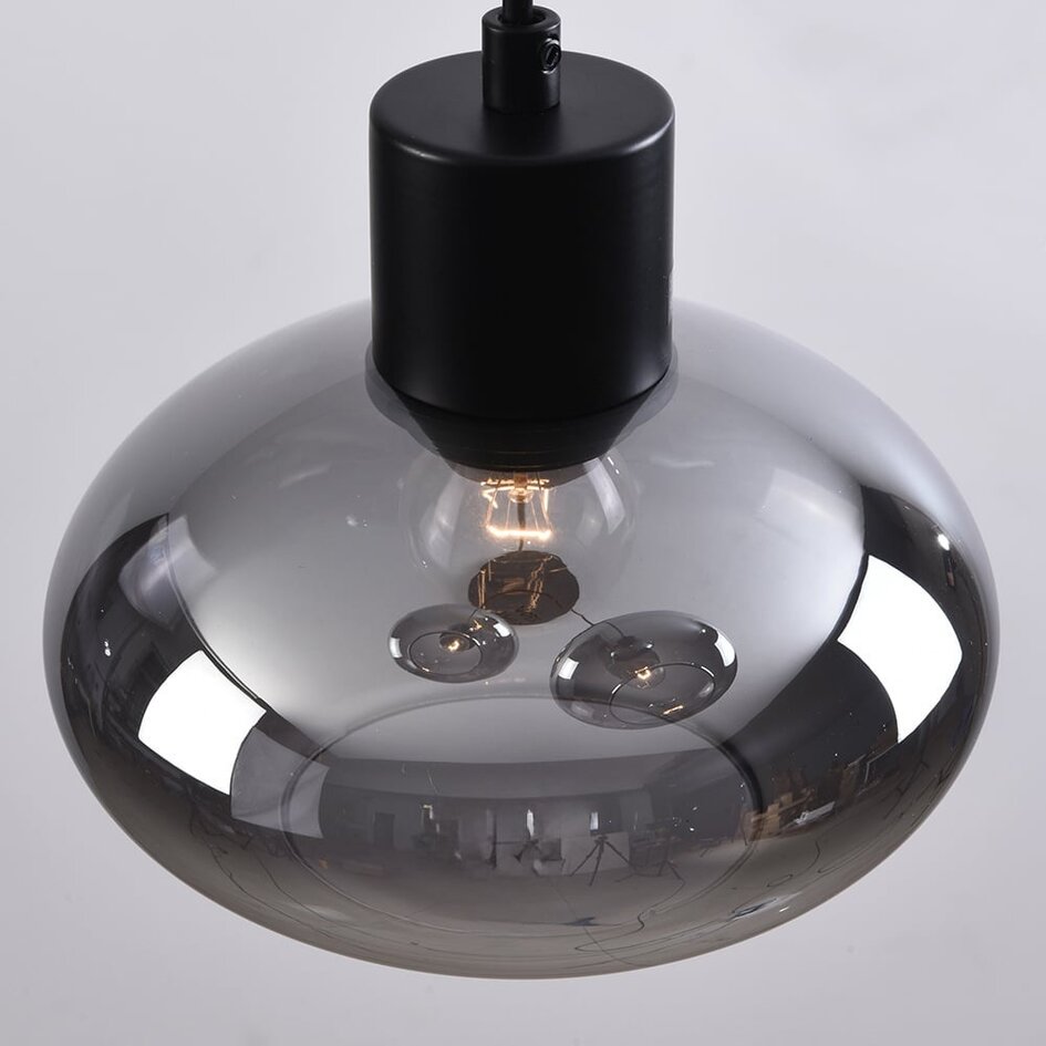 Suspension Vere 3 lumières en verre fumé - noir