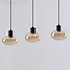 Suspension Vere 3 lumières en verre ambré - noir