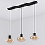 Lampe suspendue Vere avec verre ambré, 3 lumières