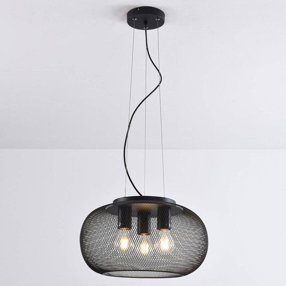 Lampe suspendue industrielle noire, 3 lumières - Cerise