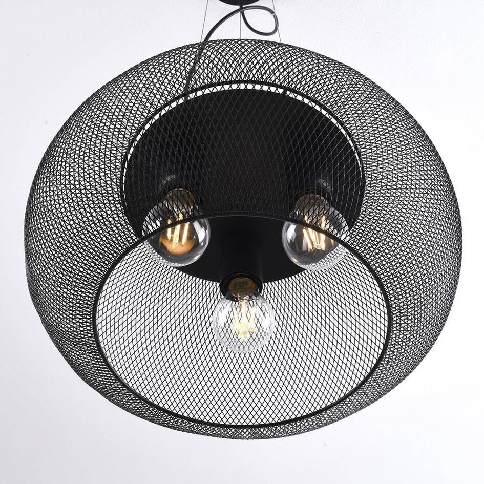 Lampe suspendue industrielle noire, 3 lumières - Cerise