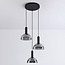 Lampe suspendue noire avec verre fumé, 3-lumières - Fares