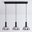 Suspension Filiz 3 lumières en verre fumé - noir allongé