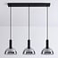 Suspension Filiz 3 lumières en verre fumé - noir allongé