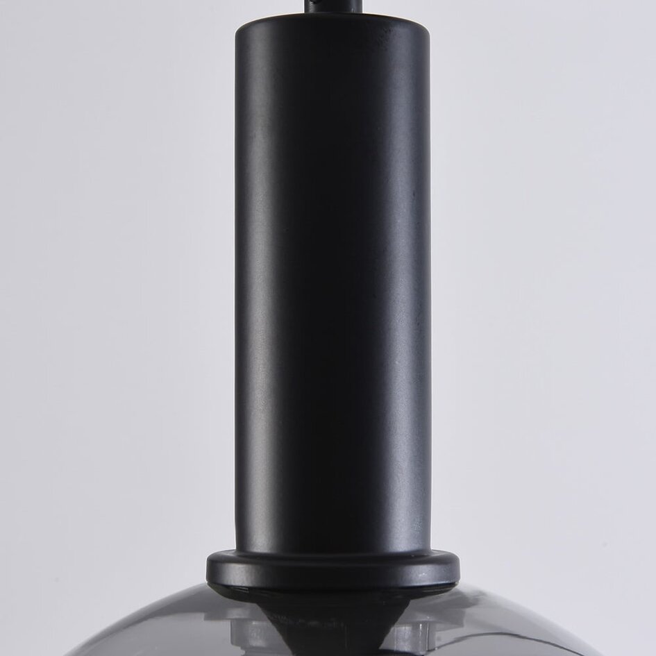 Lampe suspendue noire avec verre fumé, 3 lumières - Filiz