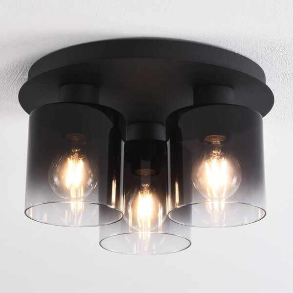 Plafonnier à 3 lumières Lyo - verre fumé à dégradé et noir