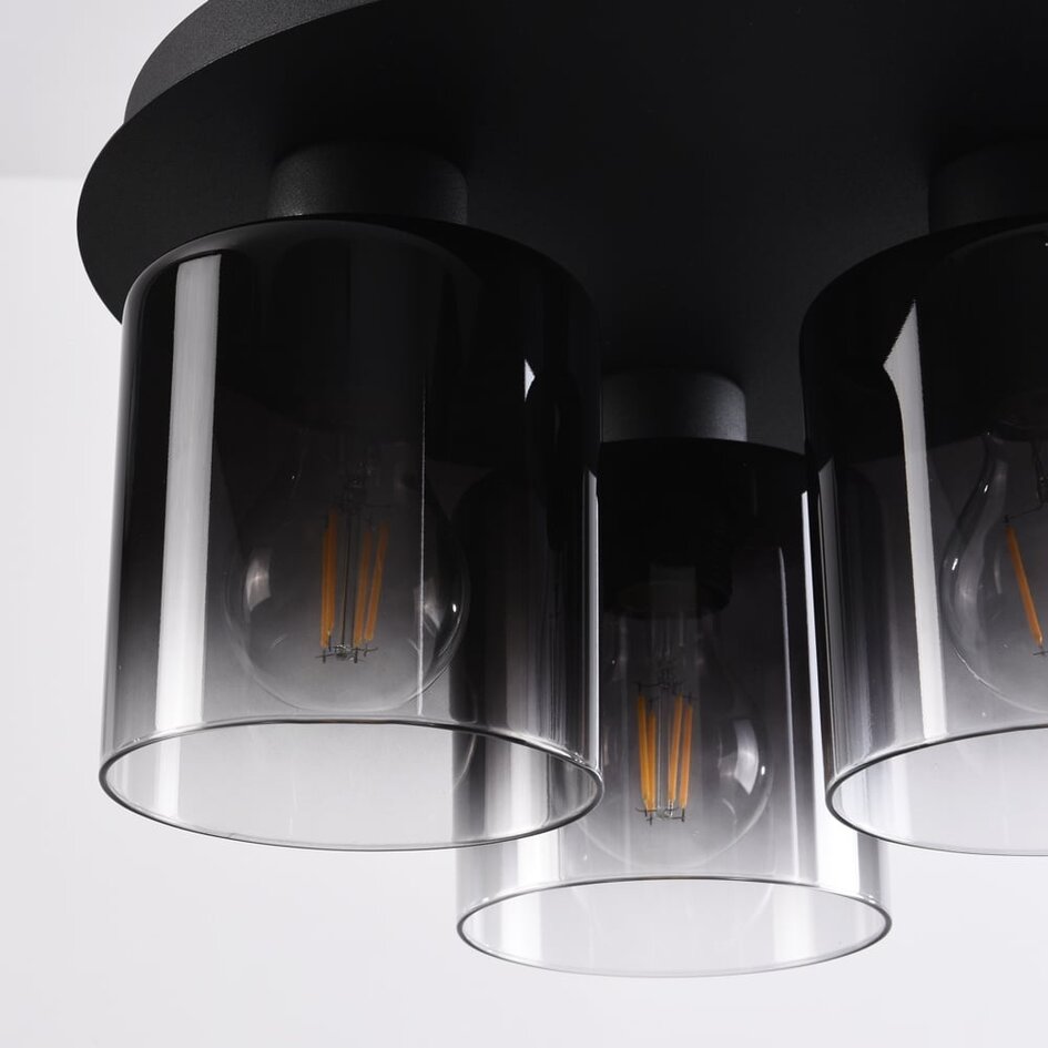 Plafonnier noir Lyo en verre fumé avec dégradé, 3 lumières