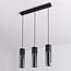 Suspension à 3 lumières Esila - verre fumé et noir, allongée