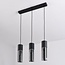 Suspension noire avec 3 lumières et verre fumé - Esila