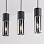 Suspension à 3 lumières Esila - verre fumé et noir, allongée