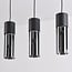 Suspension à 3 lumières Esila - verre fumé et noir, allongée