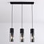 Suspension à 3 lumières Esila - verre fumé et noir, allongée