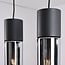 Suspension à 3 lumières Esila - verre fumé et noir, allongée