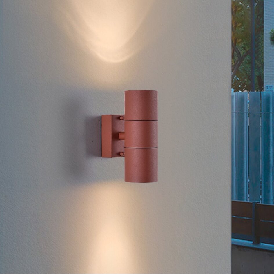 Applique 2 lumières Giorgia en brun rouille, IP44