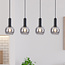 Lampe suspendue noire Imke avec verre fumé, 4 lumières