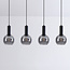 Lampe suspendue noire Imke avec verre fumé, 4 lumières