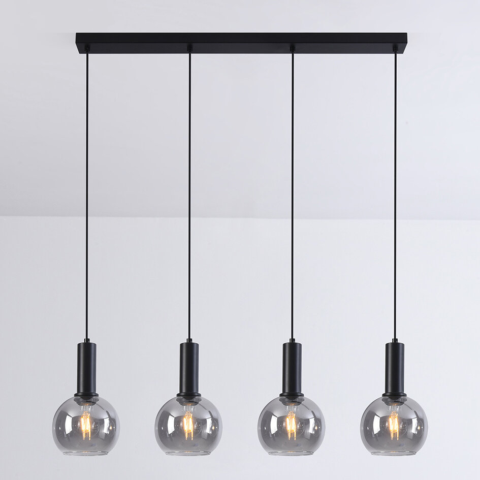 Suspension Imke 4 lumières en verre fumé