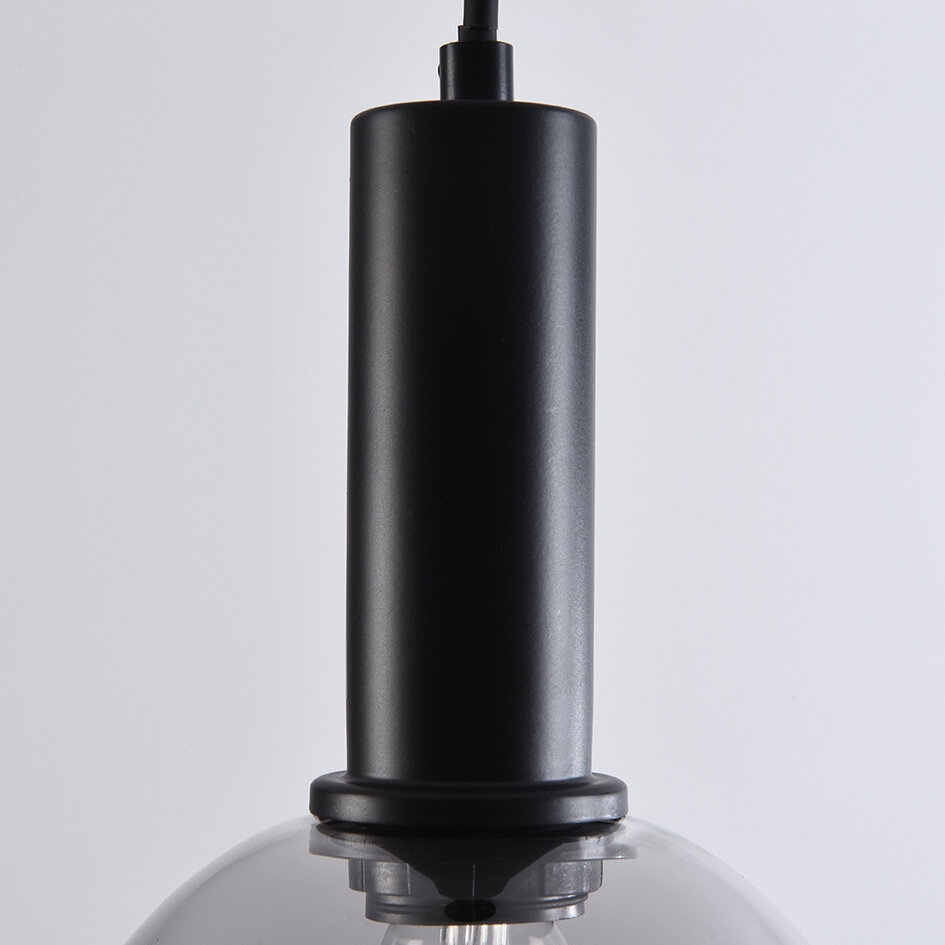 Lampe suspendue noire Imke avec verre fumé, 4 lumières